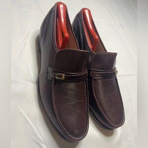 Florsheim Imperial Como Men 10 Burgundy Leather Dress Shoe Moc Toe Bit Loafer